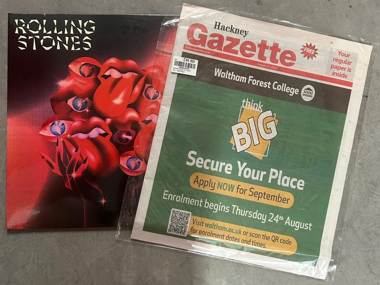 The Rolling Stones, Hackney Diamonds (Blue Wax LP) with Gazette and promo flyer 	554-645-9