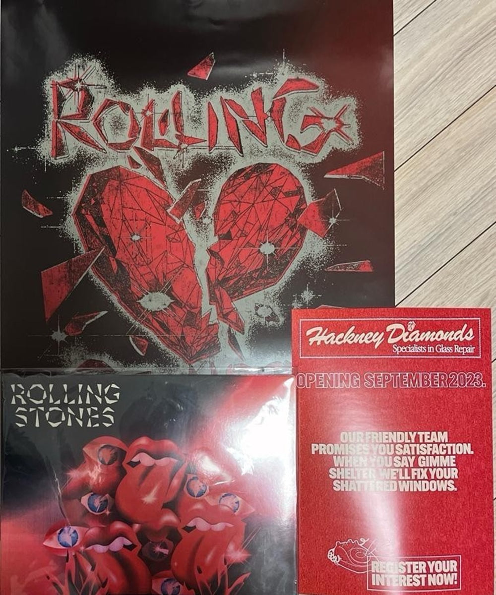 The Rolling Stones, Hackney Diamonds (Blue Wax LP) with poster and promo flyer 	554-645-9