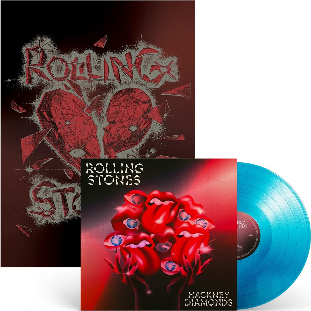 The Rolling Stones, Hackney Diamonds (Blue Wax LP) with poster and promo flyer 	554-645-9