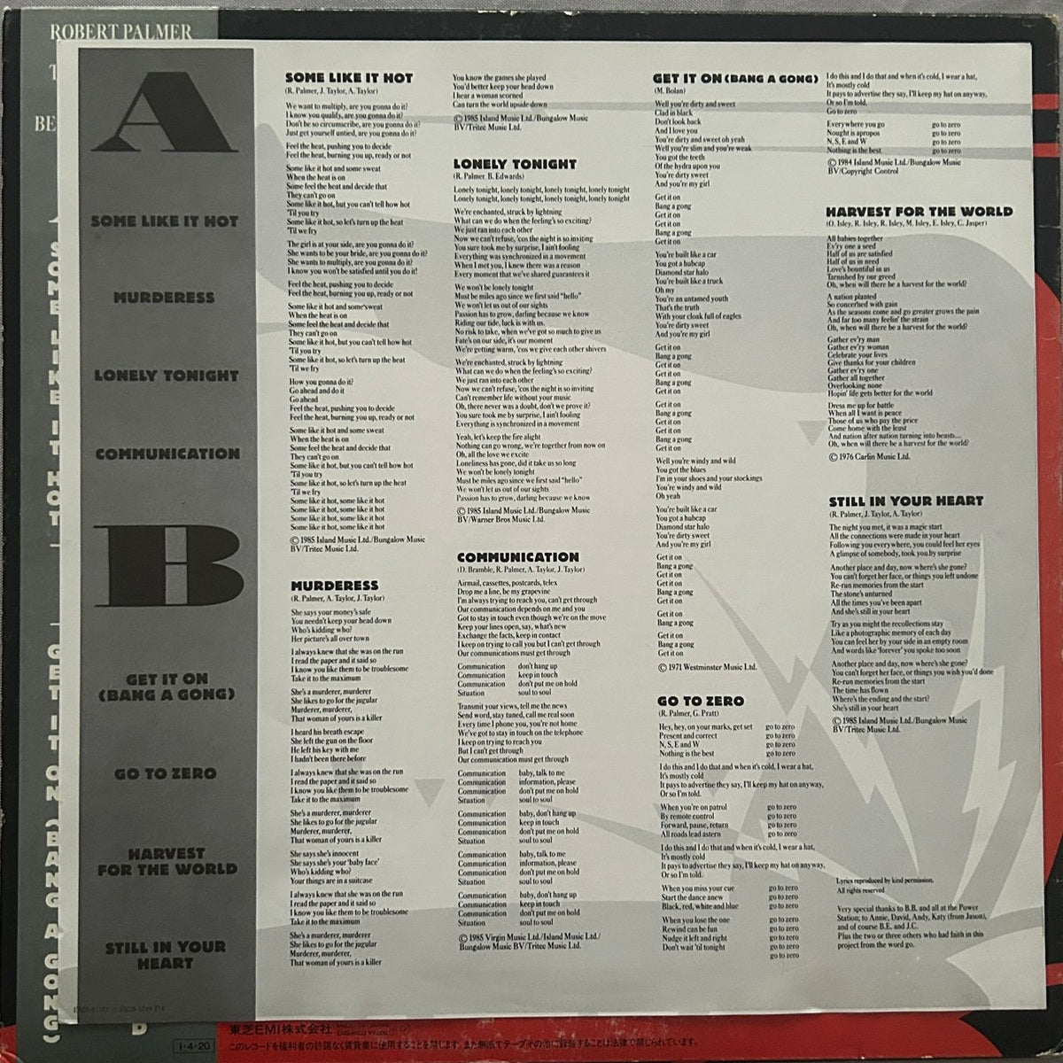 The Power Station, The Power Station (Japan 1st press LP) with OBI & EMS-91103
