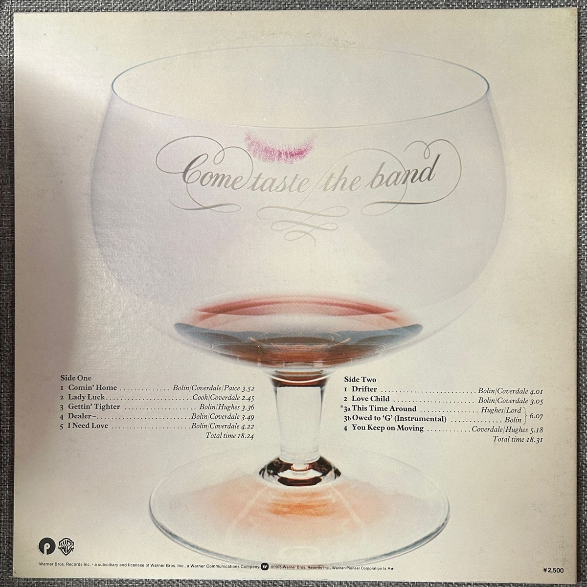 Deep Purple, Come Taste The Band (Japan 1st press promo 見本盤 white label LP) with ¥2,500 OBI  P-10066W