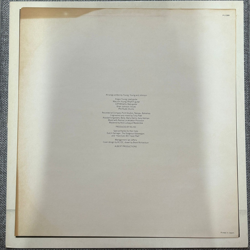 AC/DC, Flick Of The Switch (Japan 1st press LP) NO OBI P-11399