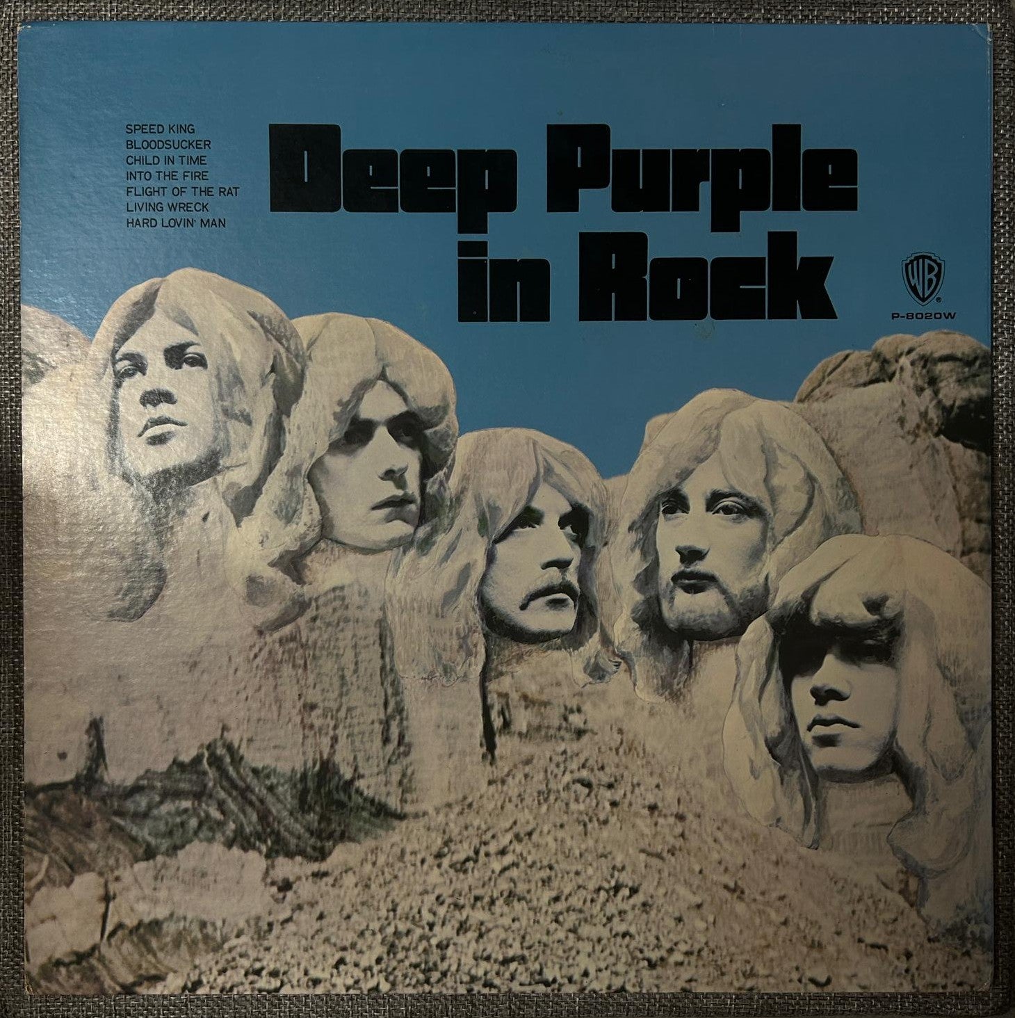 Deep Purple, In Rock (Japan press promo 見本盤 blue label LP) with OBI ¥2000 with Sound Sound Rock Age 7 sticker P-8020W