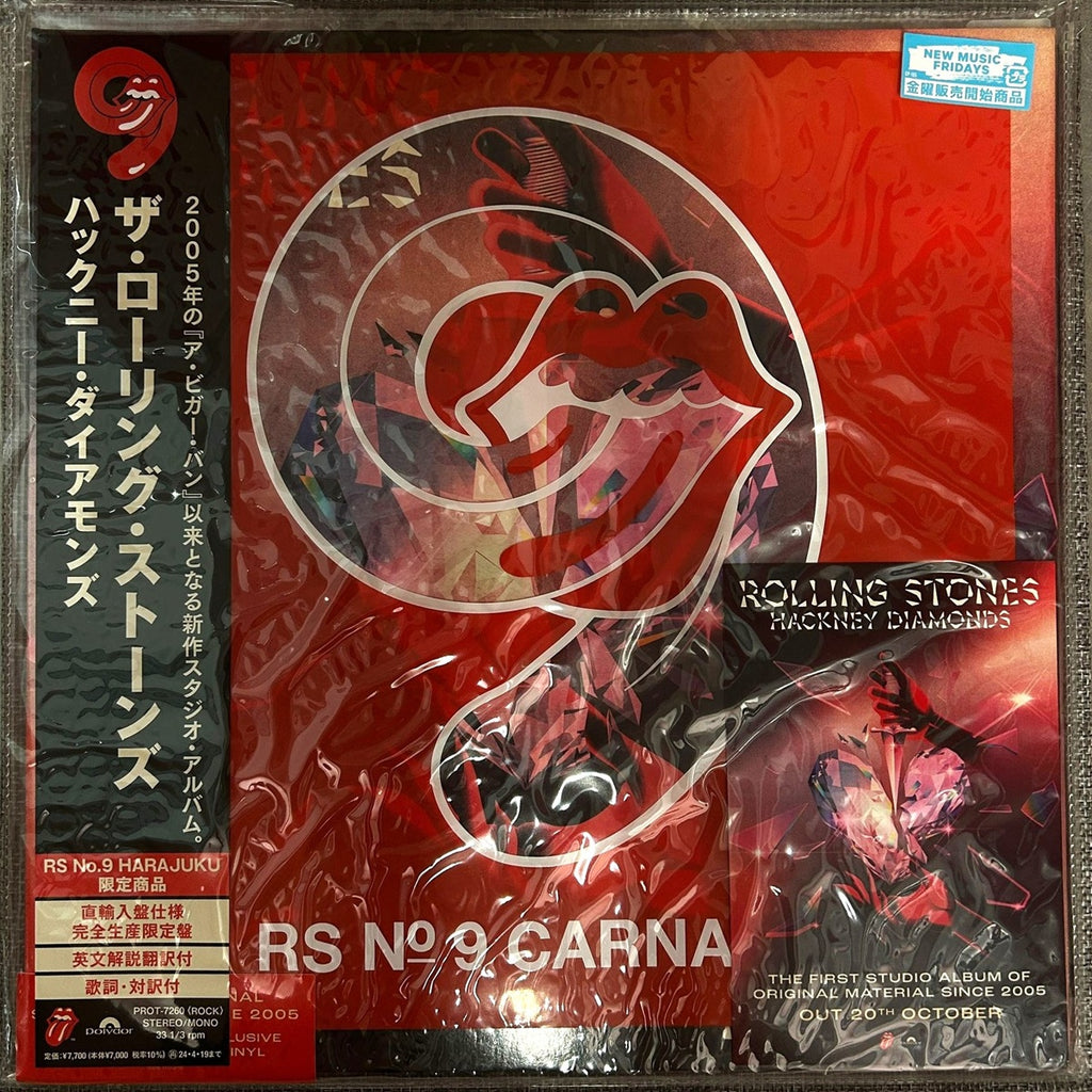 The Rolling Stones, Hackney Diamonds (Limited Edition RS No.9 HARAJUKU Japan Red Wax) with OBI, post card, hand towel, RS No.9 sticker PROT-7260