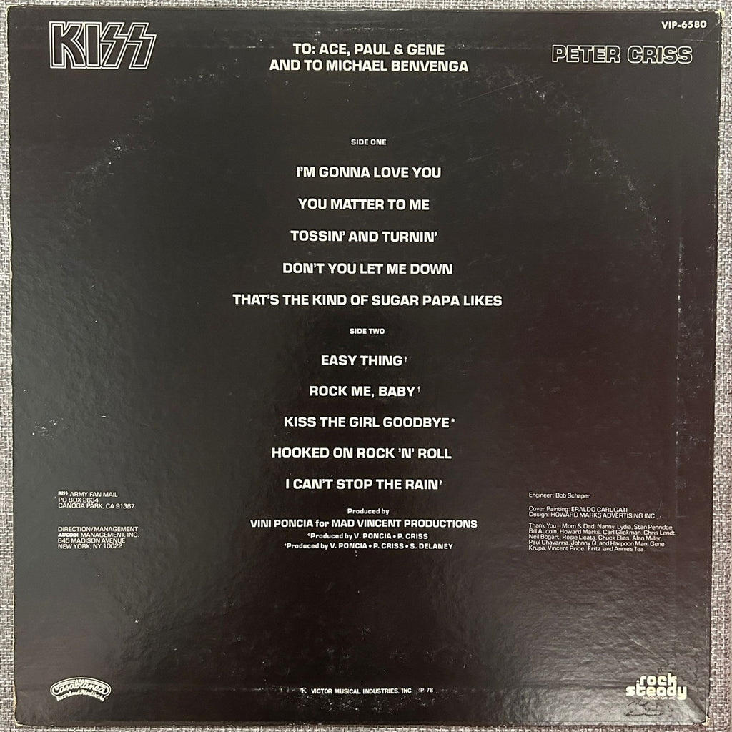 Kiss, Peter Criss (Japan 1st press ) NO OBI with inserts and poster VIP-6580